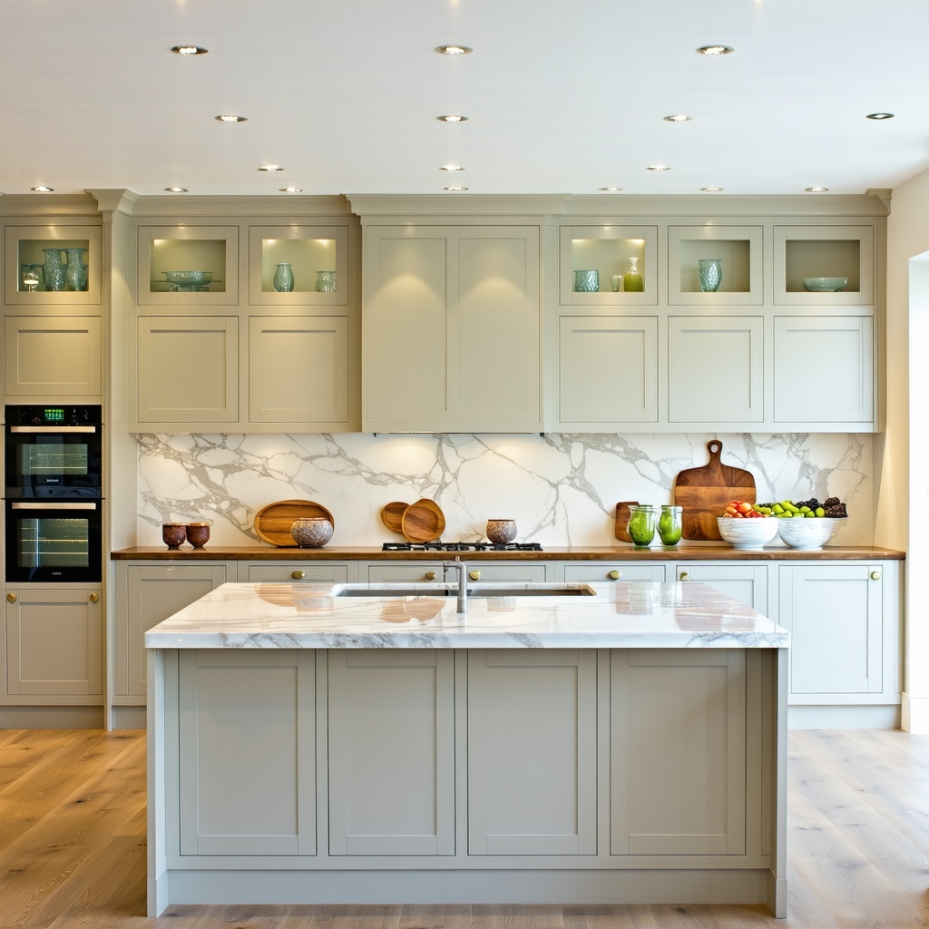 A kitchen showroom with shaker cabinets