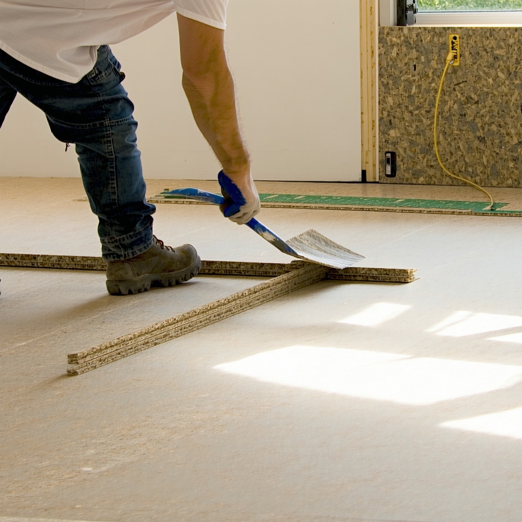 Flooring being installed